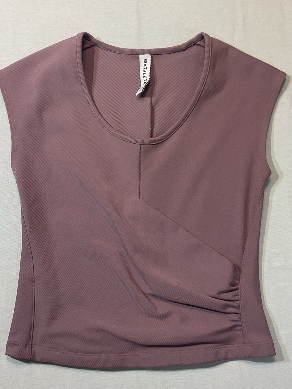 Athleta Mauve/Dusty Pink Sleeveless Athletic Faux Wrap Top Side Cinch‎ Size XS